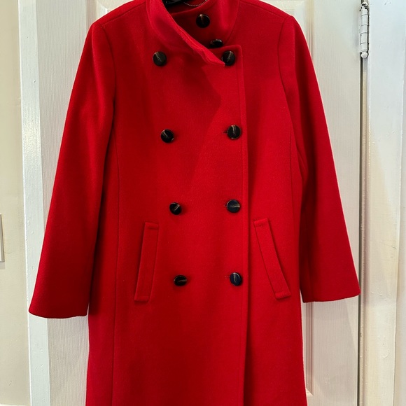 Like New Red Wool Ann Taylor coat size large petite - Picture 3 of 9